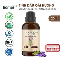Tinh dầu thiên nhiên Oải Hương Tây Ban Nha Homer - Dung tích 20ml / 100ml - Đạt chuẩn kiểm định cao cấp - An toàn cho sức khỏe - Đa công dụng