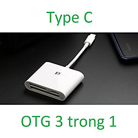 Đầu đọc thẻ 3 trong 1 (SD, CF, TF) cho điện thoại Android OTG Type-C hàng chuẩn kết nối ổn định