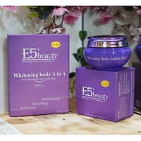 Kem trắng da toàn thân 3 in 1 100 gam & Tắm trắng da toàn thân 4 bước E5beauty