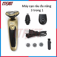 Máy cạo râu 3 lưỡi CTFAST-LINGKE : Máy đa năng 3 trong 1 ( cạo râu, tông đơ cắt tóc, tỉa lông mũi ), thiệt kế nhỏ gọn pin sạc tiện dụng