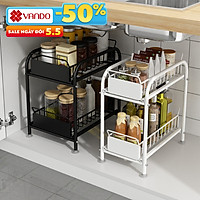 Kệ để đồ đa năng thiết kế trượt bằng thép carbon sơn tĩnh điện không gỉ, kệ gia vị nhà bếp, kệ trang trí, kệ mỹ phẩm tiện lợi VANDO