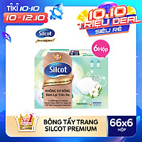 Combo 6 hộp bông tẩy trang cao cấp Silcot Premium 66 miếng/hộp