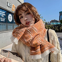 Khăn Choàng Cổ Len Cashmere Cao Cấp Giữ Ấm Mùa Đông Họa Tiết Cầu Vòng - 65x195cm - Mã LN011