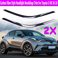 2PCS Carbon Fiber Style Headlight Mouldings Trim For To yo ta CHR C-HR 2016-2018