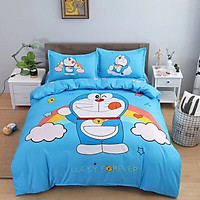 Bộ Drap & Chăn Phao Cotton Magic Doremon Cầu Vồng