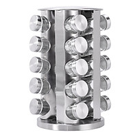 20PCS Jar Spice Rack 360°Rotating Spice Rack Organizer Stainless Steel Large Standing Cabinet Seasoning Rack Tower for