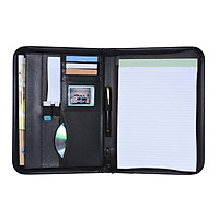 Multifunctional Professional Business Portfolio Padfolio Folder Document Case Organizer A4 PU Leather Zippered Closure