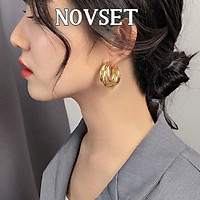 Khuyên Tai Nữ Novset / Bông tai Nữ Kiểu dáng set 3 hình tròn bản to cao cấp cho nàng