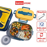 Hộp đựng cơm văn phòng giữ nhiệt Yummy Kamn, inox 304, 4 ngăn chống tràn, 4 màu hiện đại, hâm nóng đơn giản