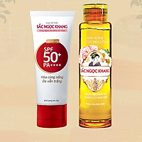 Combo Kem chống nắng Sắc Ngọc Khang 50g + Nước hoa hồng Sắc Ngọc Khang 145ml