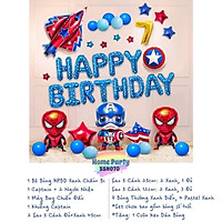 Set Bóng Trang Trí Sinh Nhật Siêu Nhân Người Nhện - Spider Man, Captain - Happy Birthday Cho Bé - Đầy Tháng - Thôi Nôi