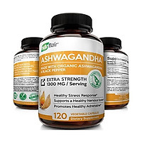 Organic Ashwagandha Capsules 1300MG with Black Pepper, 120 Veggie Capsules - Natural Root Powder Supplement for Stress & Anti Anxiety, Mood Enhancer, Immune, Energy, Thyroid Support, Adrenal Support