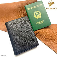 Ví Passport Da Bò PEBBLE Mềm Mại - Bền Bỉ, Chống Xước - Chống Nhăn Tốt, Thiết Kế Hiện Đại - Đa Năng, Đựng Được Nhiều Loại Hộ Chiếu, Nhiều Ngăn Thẻ ATM, Đựng Tiền, Vé Máy Bay, Giấy Tờ Tùy Thân, Tiện Dụng Khi Đi Du Lịch, Công Tác - Hàng Chính Hãng SAIGIO