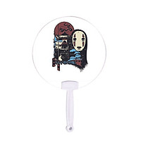Quạt tròn cán nhựa in hình VÙNG ĐẤT LINH HỒN anime chibi Spirited Away cầm tay trang trí dễ thương xinh xắn
