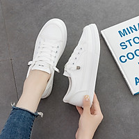 IELGY Lace-up casual women's shoes Korean wild trend white comfortable flat shoes lightweight