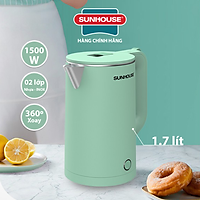 Ấm Đun Siêu Tốc Inox 2 Lớp Sunhouse SHD1350 (1.7 Lít) - Hàng Chính Hãng