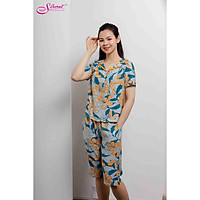 Bộ đồ mặc nhà cao cấp chất liệu tơ đũi SXH216203 Form dáng Siêu đep Áo cộc quần lửng - Họa tiết cực xinh