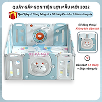 Quây cũi nhựa gấp gọn NEW TẶNG BÓNG RỔ, BÓNG THẢM, quây cũi cho bé nhựa an toàn