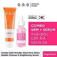 Combo Sữa Rửa Mặt Thải Độc, Cấp Ẩm, Làm Sáng Da GGG Wonder Glow Pore Detox Bubble Cleanser & Brightening 50gr & 30ml