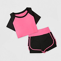Bộ Quần Áo Tập Gym, Yoga, Thể Dục Nữ Hàng Cao Cấp - Set Quần Đùi + Áo Tay Ngắn Sườn Cong