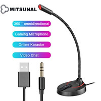 Micro Thu Âm Mitsunal Chất Lượng Cao chống ồn, live stream, Hát Karaoke quay video, ghi âm, Vlog, Chơi game, Học Online trò chuyện qua Zoom Tương thích máy tính để bàn, Laptop, Chiều dài cáp 2.5m, đầu thu điện tử 6mm-Hàng nhập khẩu