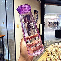 Chai Thủy Tinh Đựng Nước cao cấp 450ML - Màu Tím Violet - Mẫu giác cắt kim Cương (1 chai) – Bình Đựng Nước Café, Trà, Nước Ép cực đẹp cho các anh chị làm văn phòng – hot trend, mẫu mới nhất