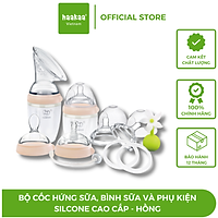 Bộ sản phẩm cao cấp Cốc hứng sữa, Bình sữa, Ăn dặm silicone Gen.3 - Chính hãng HaaKaa, New Zealand