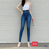 Quần jean nữ chất co giãn, quần bò nữ xanh rách cạp cao nhiều mẫu TINA ms508