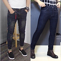 Quần jean nam siêu hot combo 2 quần Cao cấp 637 và xanh đen trơn