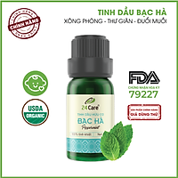 Tinh dầu Bạc Hà 24Care 10ml - Chiết xuất thiên nhiên, khử mùi, thơm phòng, giúp tinh thần tỉnh táo.