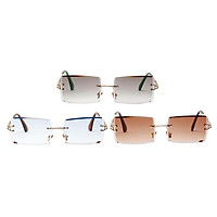 3x Retro Rimless Sunglasses Classic Party Tinted Lens Metal Frame Eyewear UV 400