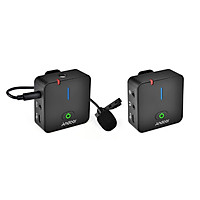 Andoer MX5 2.4G Wireless Recording Microphone System with Transmitter Receiver Clip-on Lavalier Mic 50M Effective Range