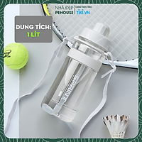 Bình Nước Thể Thao 1 Lít Đa Năng Đựng Nước Cho Người Tập Gym Dã Ngoại Tiện Dụng Giá Rẻ, Bình Nước Nhựa Cao Cấp Có Ống Hút - Hàng Chính Hãng