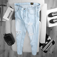 Quần Jean Nam Bigsize Blue Rách Gối Dustin - BIGG thời trang nam có Big Size đến 145kg