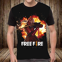 Áo thun nam in hình Free Fire màu đen cổ tròn 3D công nghệ Hàn Quốc in hình Quỷ kiếm giai nhân