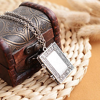 4x3cm Vintage Photo Frame Pendant Locket Picture Memory Open Close Necklace