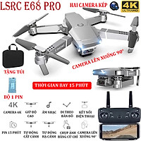 (BỘ 2 PIN + TẶNG TÚI ĐƯNG) Flycam, Flycam điều khiển Giá Rẻ, Flycam mini E68 PRO Camera 4K Hai camera kép , thời gian bay 15 phút, Động cơ mạnh mẽ camera chống rung quang học camera điều chỉnh lên xuống 90°