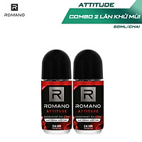 Combo 2 Lăn khử mùi Romano kháng khuẩn & khô thoáng cả ngày 50mlx2 Attitude