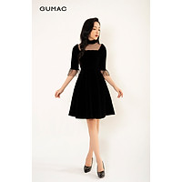 Đầm dáng xòe nhung thanh lịch sang trọng GUMAC DB3224