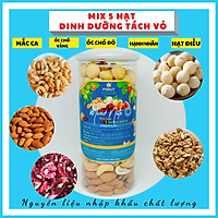 Hỗn hợp Mixed Nuts 5 loại hạt tách vỏ Fonut Hũ 500g ( hạt óc chó đỏ / Vàng, hạnh nhân,mắc ca,điều)