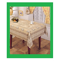 Khăn trải bàn PAULEE - 856B (180cm x 137cm) hoa văn nâu.