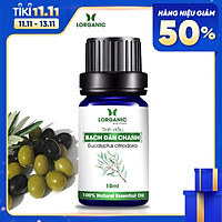 Tinh dầu bạch đàn chanh Lorganic Eucalyptus citriodora 10ml hương thơm tươi mát, tinh dầu thiên nhiên nguyên chất xông phòng, thư giãn tinh thần, đuổi muỗi và côn trùng, khử mùi hiệu quả, thích hợp dùng với đèn xông và máy khuếch tán.