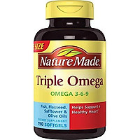 Viên Uống Nature Made Triple Omega 3-6-9 Từ Dầu Cá, Hạt Lanh, Hoa Rum & Ôliu