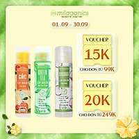 Combo Son Trà Xanh + Son Gấc + Son Dừa Dưỡng Môi, Giảm Thâm, Hồng Môi Milaganics (4.5g / Cây)