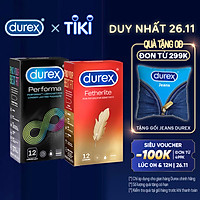 Bộ 1 hộp bao cao su Durex Performa 12 bao và 1 Durex Fetherlite 12 bao