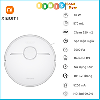Robot Hút Bụi Lau Nhà XIAOMI DREAME D9 Diện Tích Hoạt Động 250m2 Công Suất 40W Áp Suất 3000 Pa - Hàng Chính Hãng