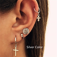 4 Pairs Of Men And Women Earrings Alloy Retro Style Simple Various Shapes Earrings Set