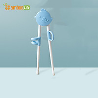Đũa tập ăn cho bé Bamboo Life hàng chính hãng từ bột ngô Đũa tập ăn xỏ ngón cho bé Dụng cụ tập ăn cho bé