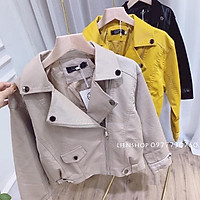 ÁO KHOÁC DA CỔ VEST KHOÁ