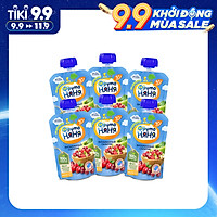 Combo 6 Gói Trái cây nghiền vị táo, quả tầm xuân và nam việt quất Fruto Nyanya 90g